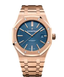 Audemars Piguet Royal Oak Self Winding with Blue Dial 41mm 18k Rose Gold Watch 15400OR.OO.1220OR.03