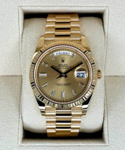 Alternative view of Rolex  Day-Date President 40mm Yellow Gold Champagne Diamond Baguette Dial - 228238