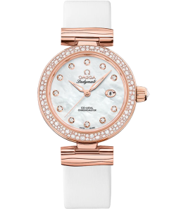 Omega De Ville Ladymatic 34mm White Dial with Diamonds Sedna�?18k Rose Gold Strap 425.67.34.20.55.008