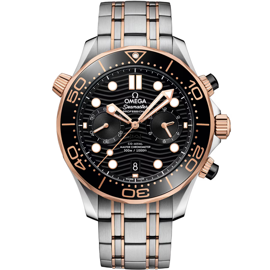 Omega Seamaster Diver 300M 44mm Black Dial Stainless Steel and Sedna�?18k Rose Gold Bracelet 210.20.44.51.01.001