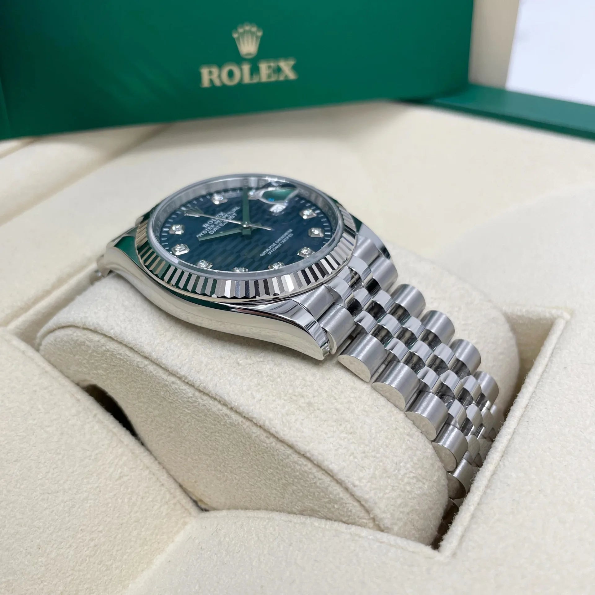 Rolex Datejust 36mm 126234 Blue Fluted Motif Diamond Dial Jubilee Bracelet Watch - Image 6
