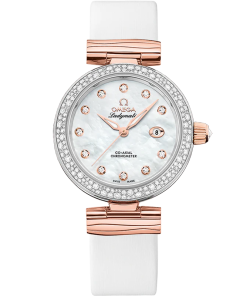 Alternative view of Omega De Ville Ladymatic 34mm White Dial with Diamonds Stainless Steel Sedna�?18k Rose Gold Strap 425.27.34.20.55.004