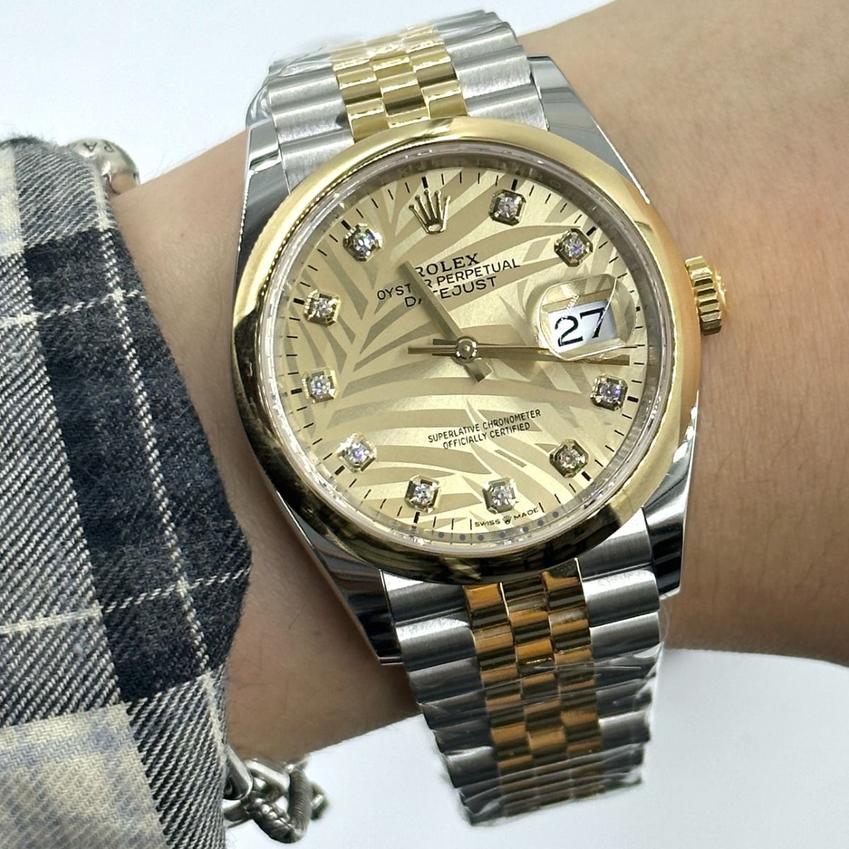 Rolex Datejust 36mm 126203 Golden Palm Dial Domed Bezel Oyster Bracelet - Image 16