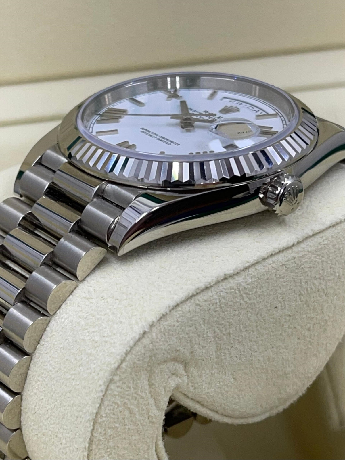 Rolex Day-Date President 40mm White Gold White Roman Dial - 228239 - Image 3