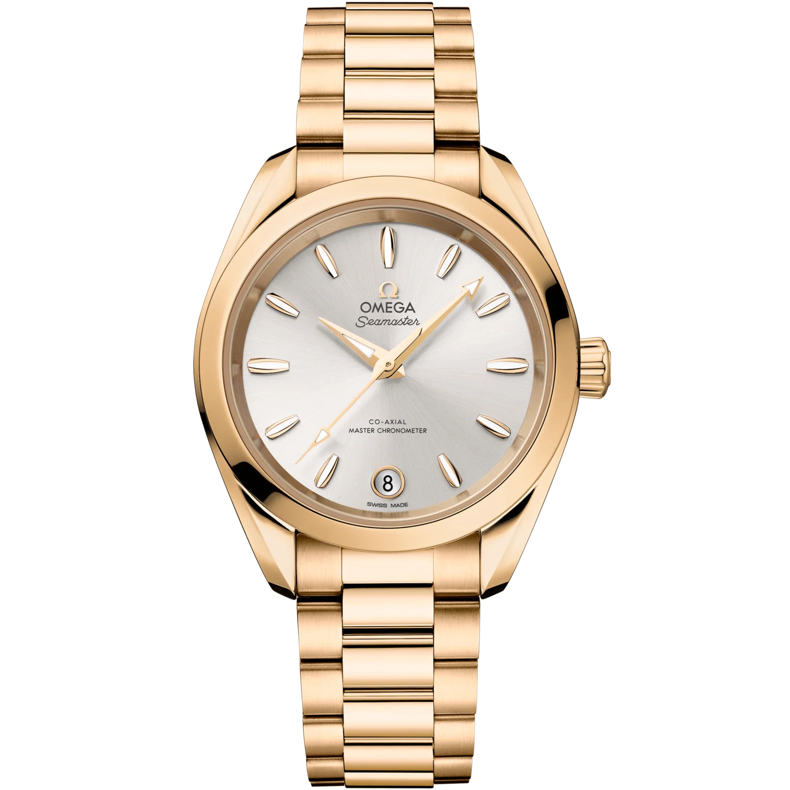 Omega Seamaster Aqua Terra Shades 34 mm Silver Dial Moonshine�?18k Yellow Gold Bracelet 220.50.34.20.02.001