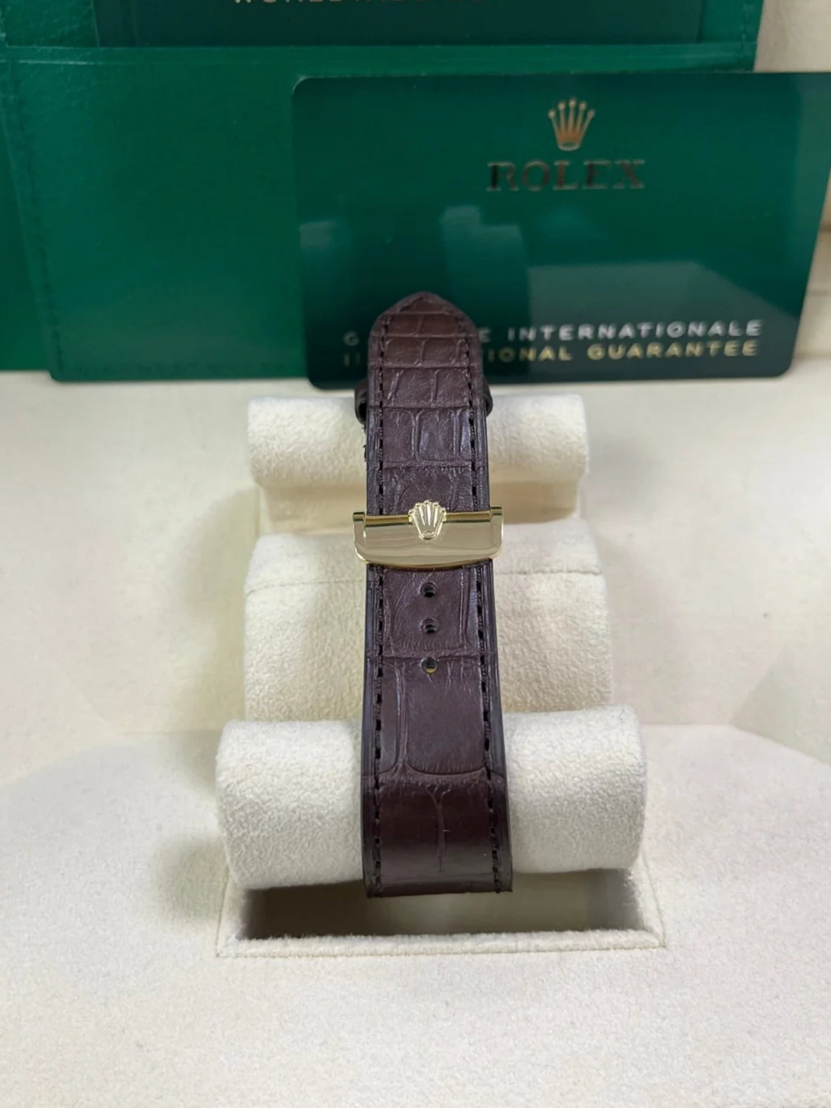 Rolex 1908 Yellow Gold White Dial Brown Alligator Strap - 52508-0006 - Image 4