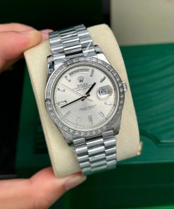 Alternative view of Rolex Day-Date 40mm 228396TBR-0011 Silver Diamonds Dial