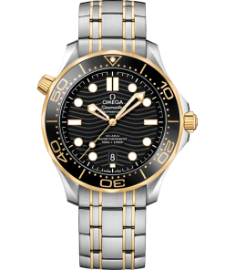 Omega Seamaster Diver 300M 42mm Black Dial Stainless Steel 18k Yellow Gold Bracelet 210.20.42.20.01.002