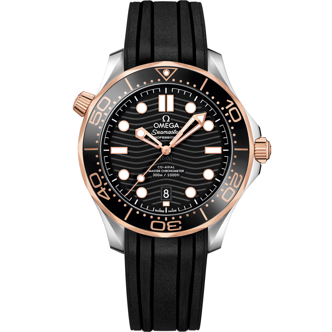 Omega Seamaster Diver 300M 42mm Black Dial Stainless Steel and Sedna�?18k Rose Gold Strap 210.22.42.20.01.002