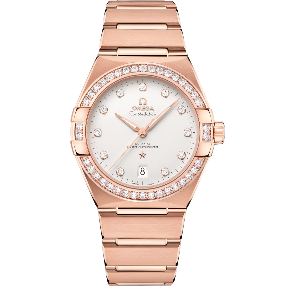 Omega Constellation 39mm Silver Dial with Diamonds Sedna�?18k Rose Gold Bracelet 131.55.39.20.52.001