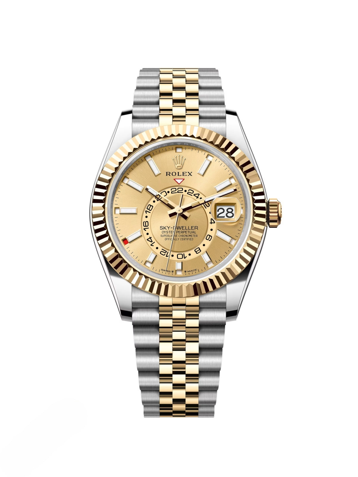 Rolex Sky-Dweller 42mm 336933-0002 Two-Tone Yellow Gold Champagne Dial Oyster