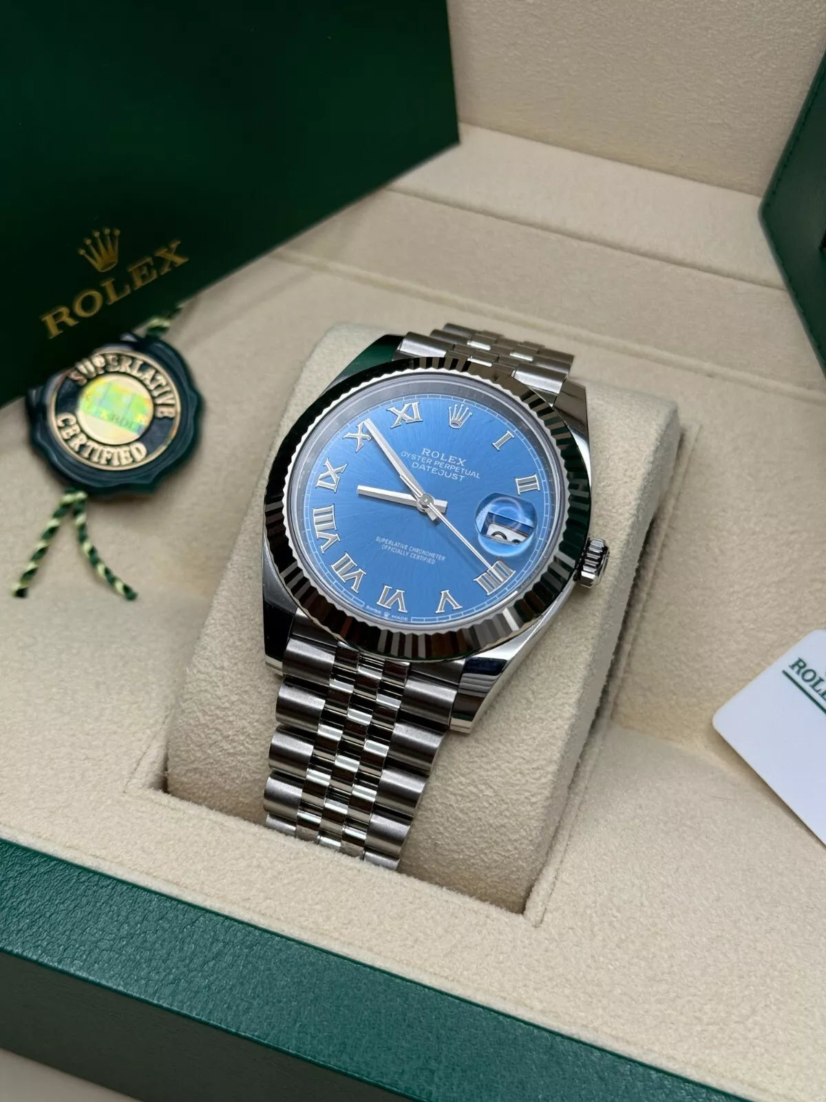Rolex Datejust 41mm 126334 Blue Roman Oyster Stainless Steel Men’s Watch - Image 6
