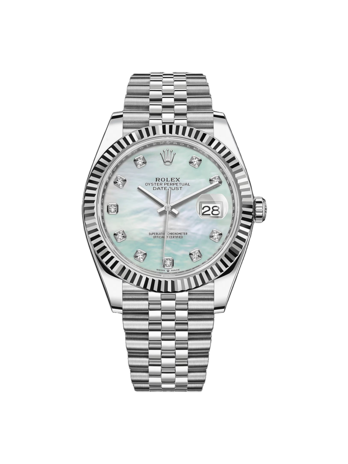 Rolex Datejust 41 Mother of Pearl Diamond Stainless Steel Fluted Oyster - 126334 - Image 2