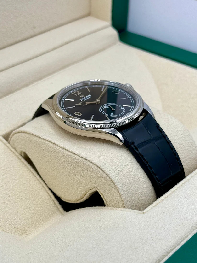 Rolex 1908 White Gold Black Dial Black Alligator Strap - 52509-0002 - Image 8