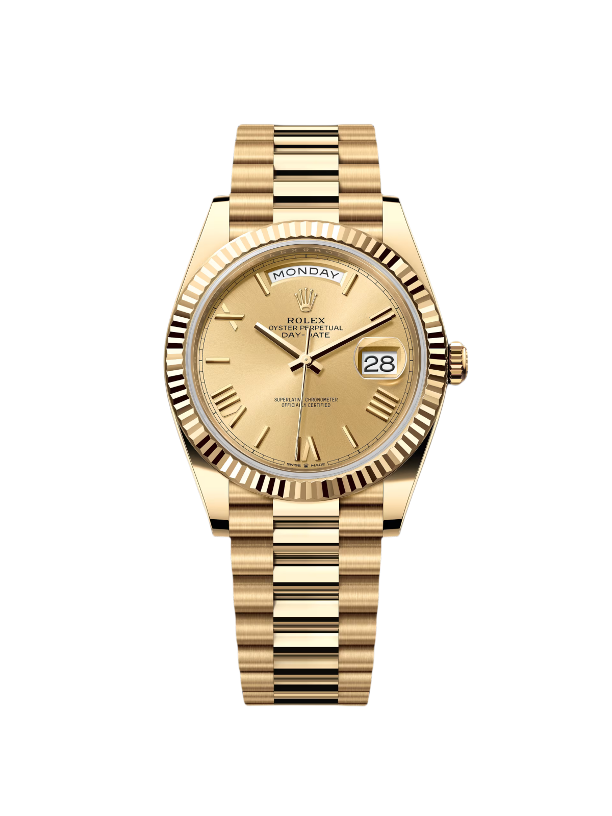 Rolex Day-Date President 40mm Yellow Gold Champagne Roman Numeral Dial - 228238