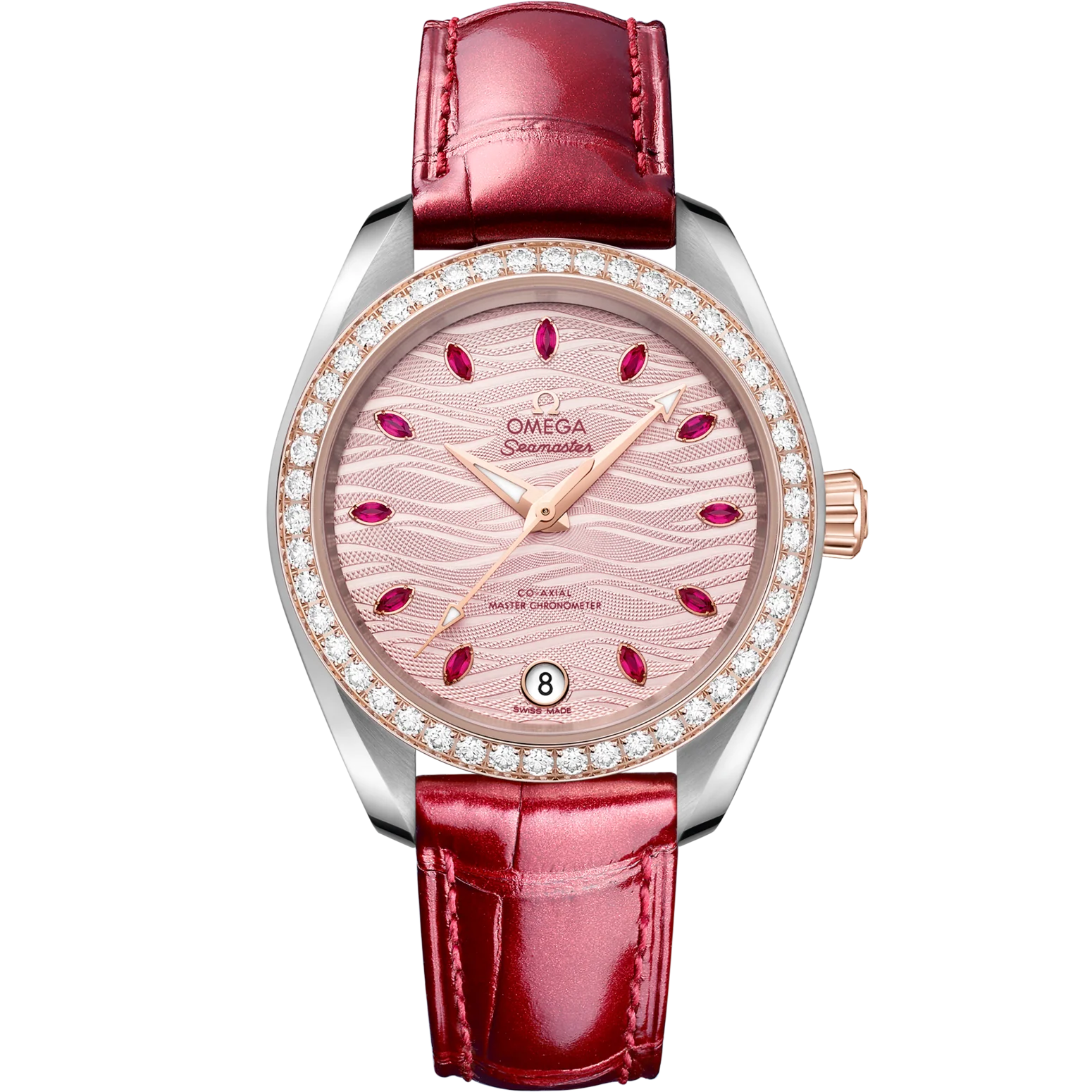Omega Seamaster Aqua Terra 150M 34 mm Pink Dial with Diamonds Stainless Steel and Sedna�?18k Rose Gold Strap 220.28.34.20.60.001