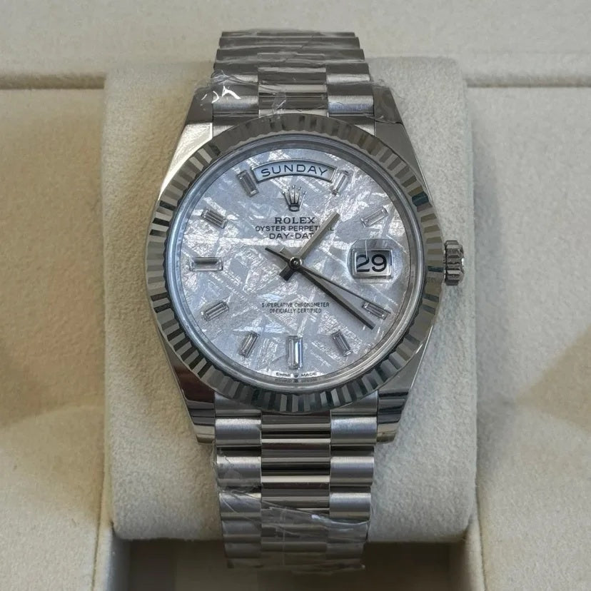 Rolex Day-Date President 40mm Platinum Meteorite Diamond Baguette Dial - 228236 - Image 2
