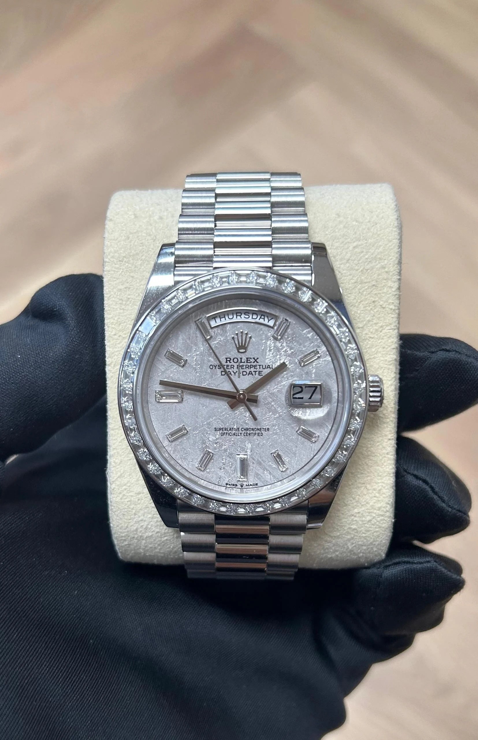 Rolex Day-Date 40mm 228396TBR-0027 Meteoriate Baguette Diamond Dial and Bezel Watch - Image 6