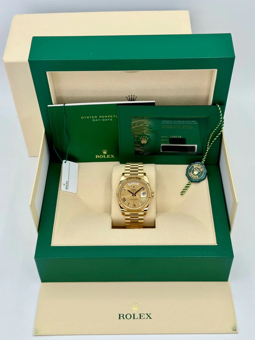 Rolex Day-Date President 40mm Yellow Gold Champagne Roman Numeral Dial - 228238 - Image 7