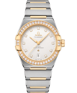Omega Constellation 39mm Silver Dial with Diamonds Stainless Steel and Sedna�?18k Yellow Gold Bracelet 131.25.39.20.52.002