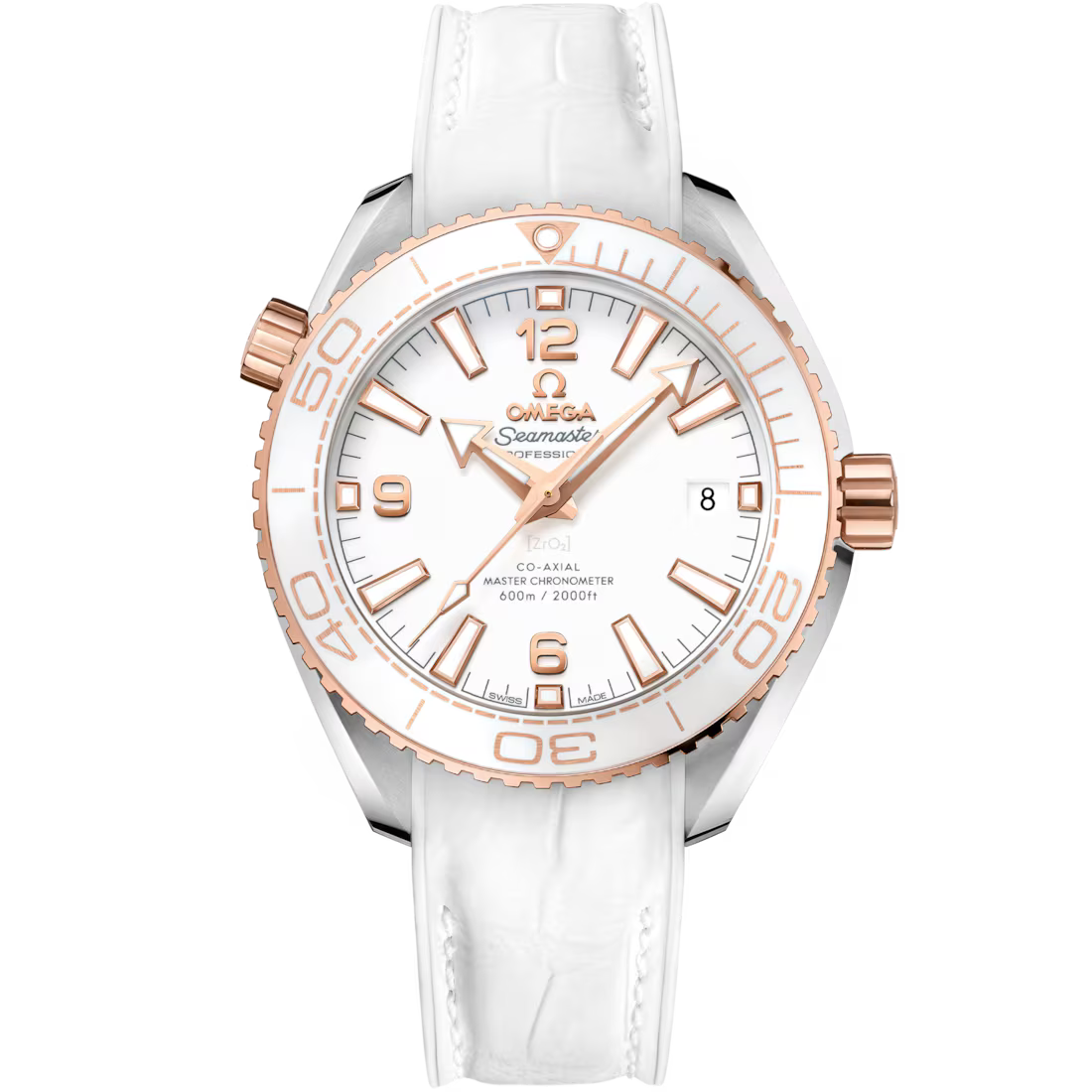 Omega Seamaster Planet Ocean 600M 39.5mm White Dial Stainless Steel and Sedna�?18k Rose Gold Strap 215.23.40.20.04.001
