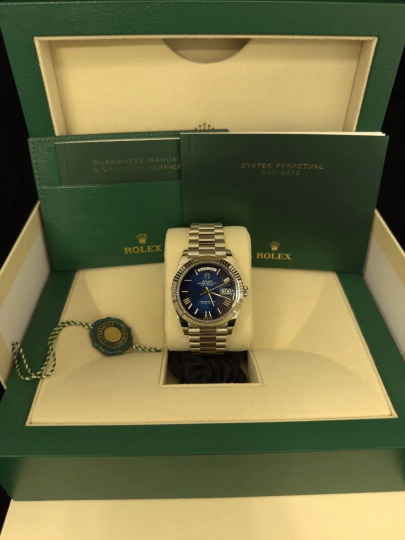 Rolex Day-Date President 40mm Platinum Blue Roman Ombre Dial - 228236 - Image 7