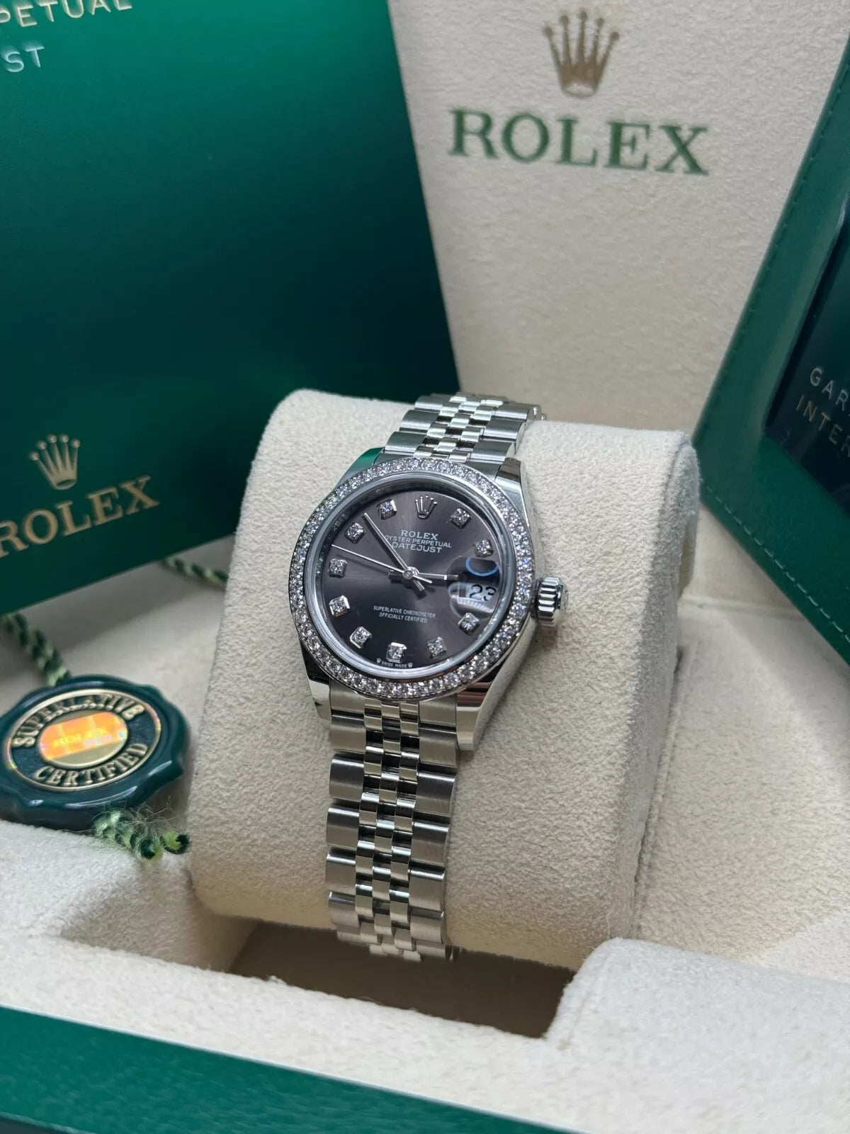 Rolex Lady-Datejust 28mm 279384RBR Dark Gray set with Diamonds - Image 13