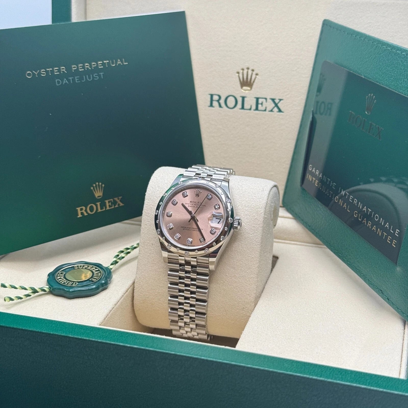 Rolex Datejust m278344-0033/0034 Pink Dial 31mm Domed Diamond Oyster Watch - Image 11
