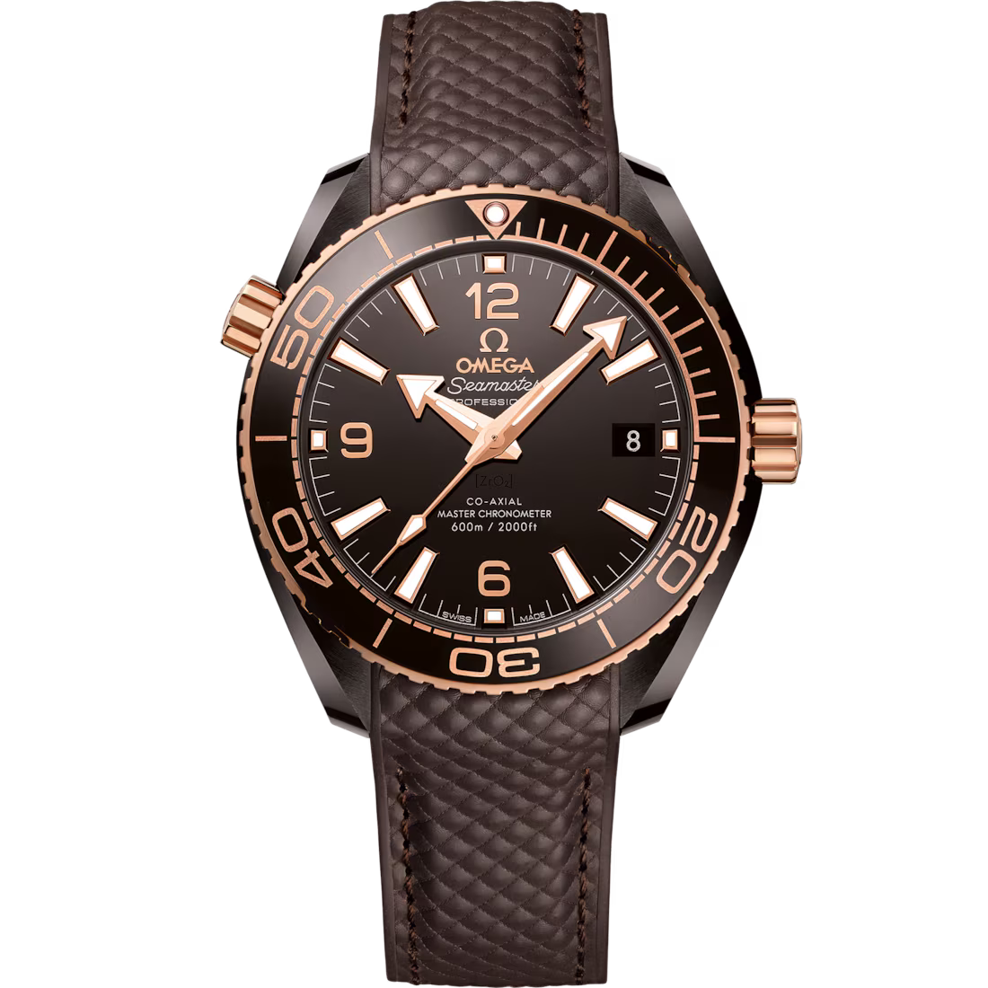 Omega Seamaster Planet Ocean 600M 39.5mm Brown Dial Brown ceramic Strap 215.62.40.20.13.001