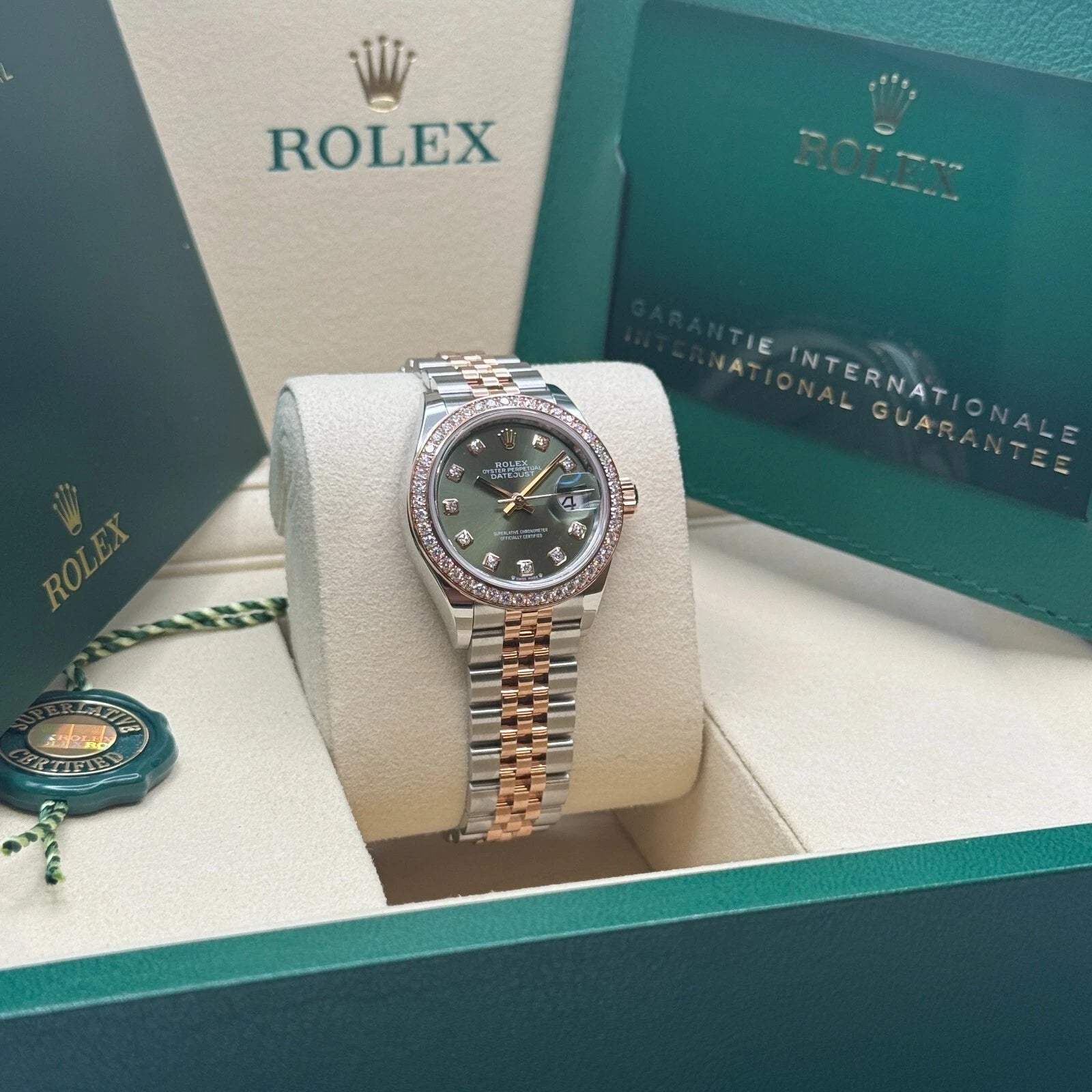 Rolex Lady-Datejust 28mm 279381RBR Green Diamond Dial Oyster Bracelet - Image 9