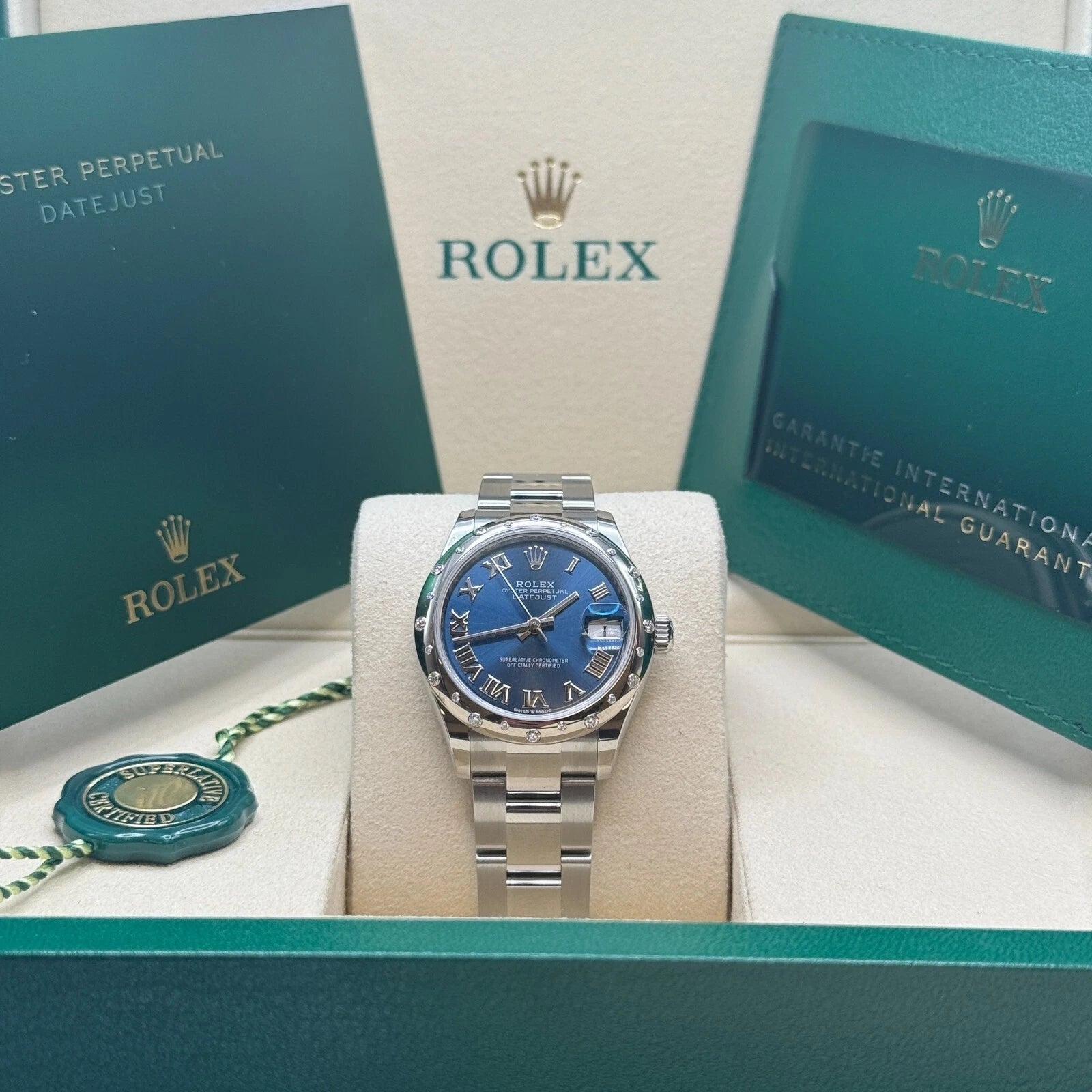 Rolex Datejust m278344-0035/0036 Bright Blue Dial 31mm Domed Diamond Oyster Watch - Image 2