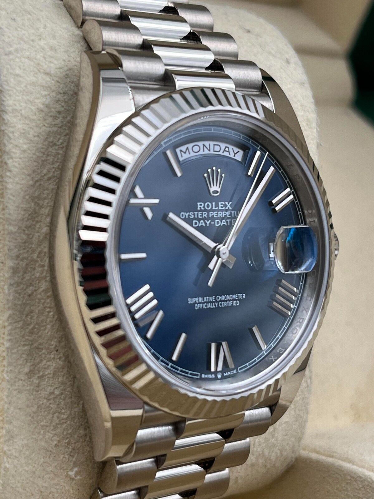 Rolex Day-Date President 40mm White Gold Blue Roman Dial - 228239 - Image 3