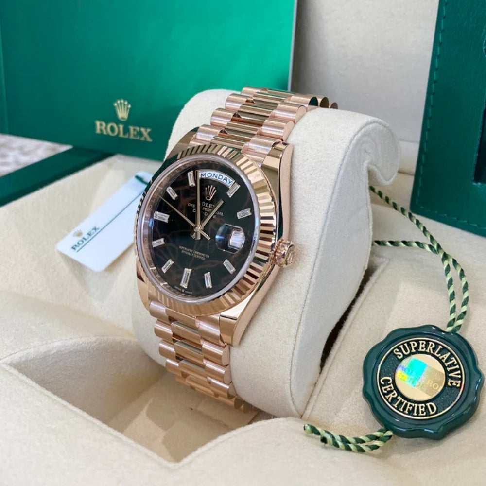 Rolex Day-Date President 40mm Everose Eisenkiesel Diamond Baguette Dial - 228235 - Image 9