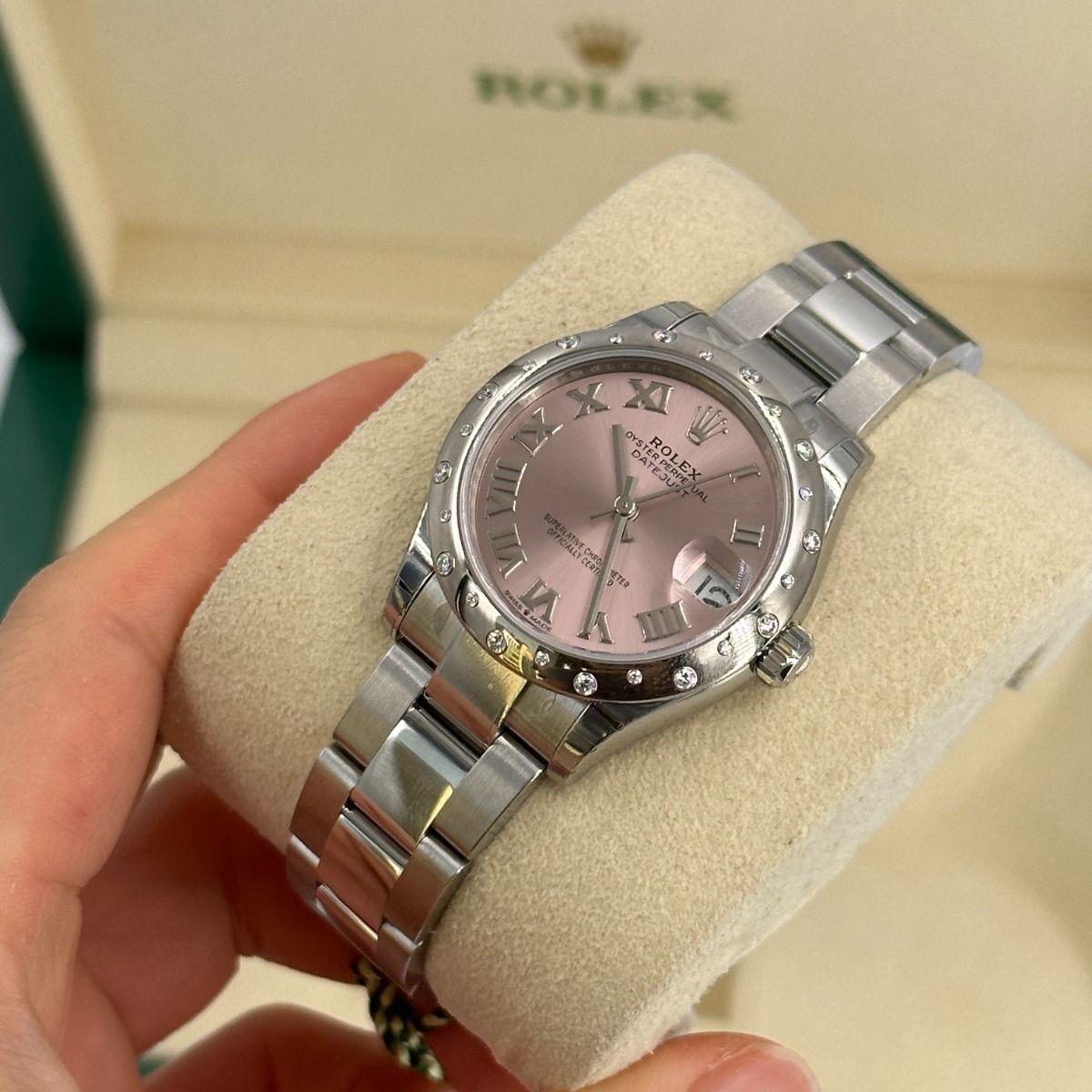 Rolex Datejust m278344-0021/0022 Pink Dial 31mm Domed Diamond Oyster Watch - Image 7