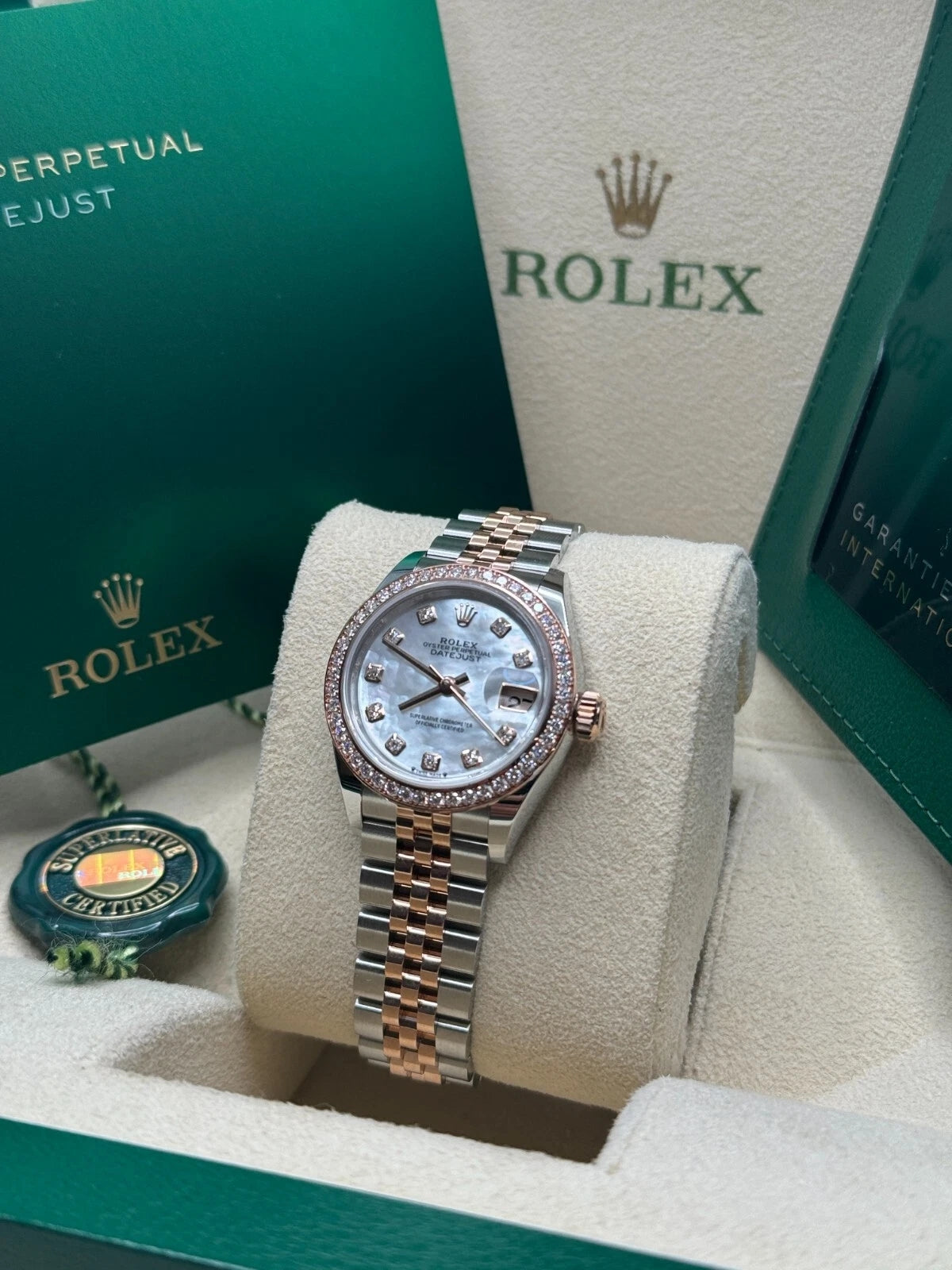 Rolex Lady-Datejust 28mm 279381RBR Mother-of-Pearl Diamond Dial Oyster Bracelet - Image 5