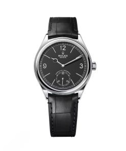 Rolex 1908 White Gold Black Dial Black Alligator Strap - 52509-0002