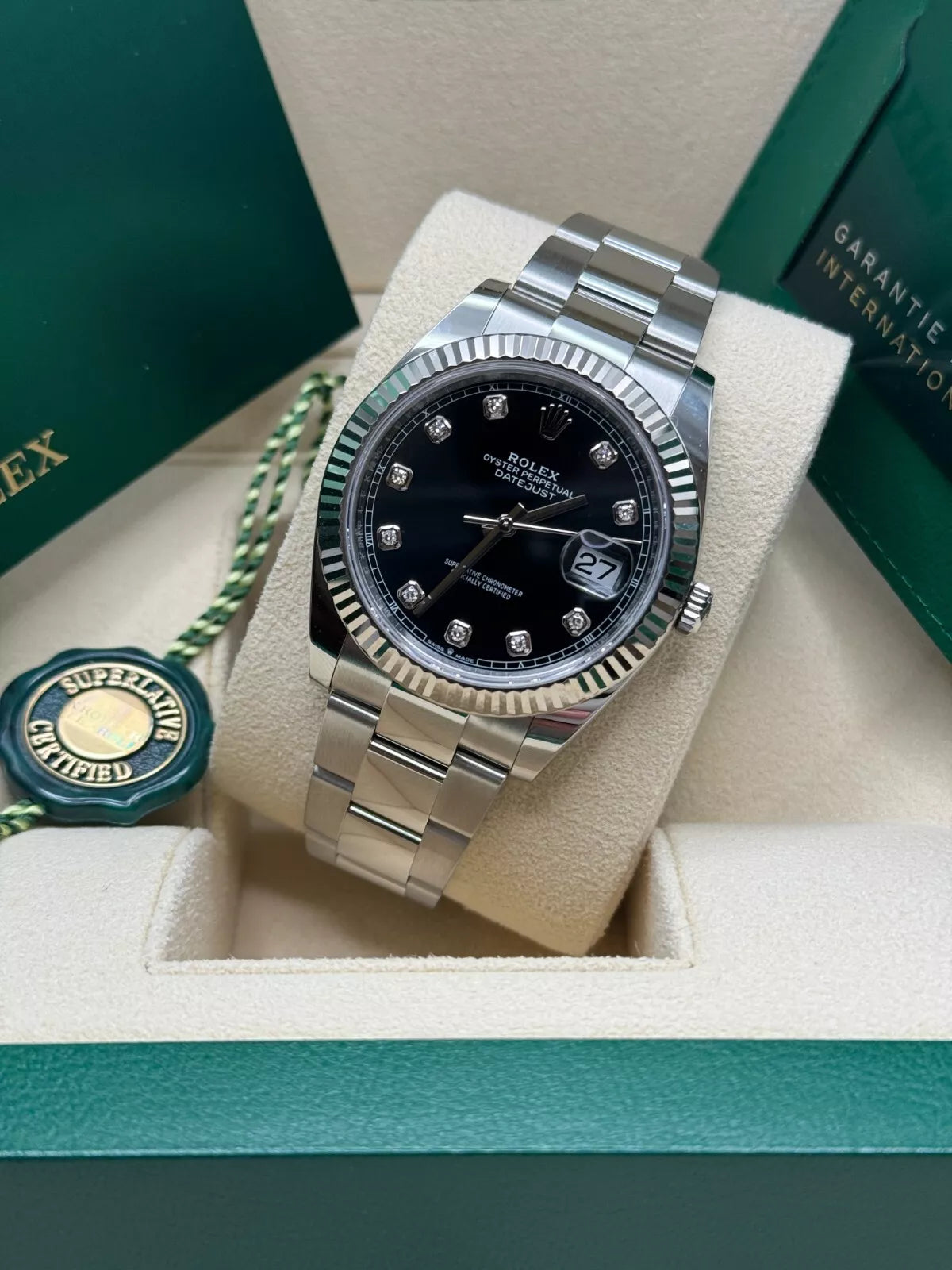 Rolex Datejust 41mm 126334 Black Diamond Oyster Stainless Steel Mens Watch - Image 8
