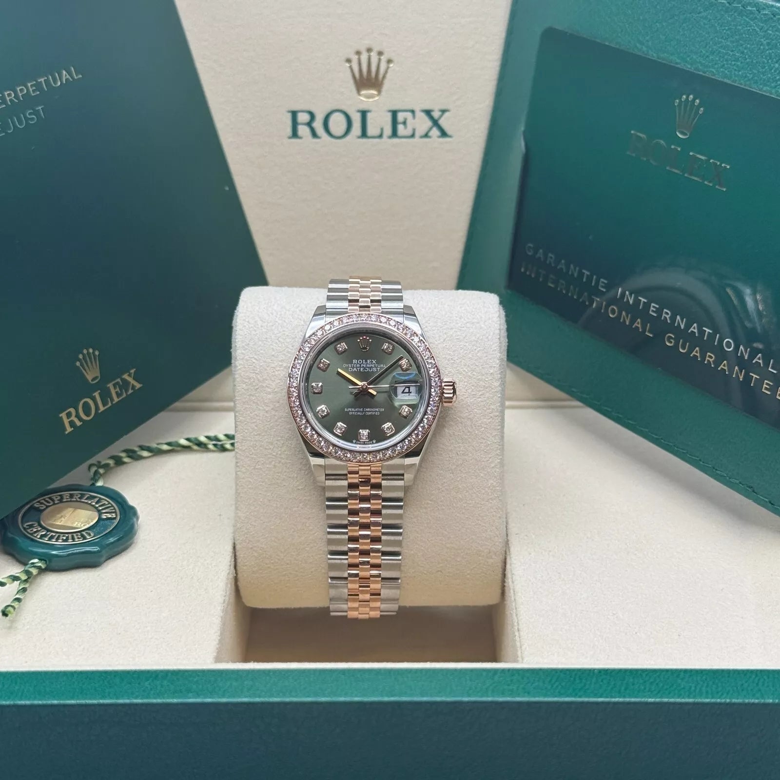 Rolex Lady-Datejust 28mm 279381RBR Green Diamond Dial Oyster Bracelet - Image 8