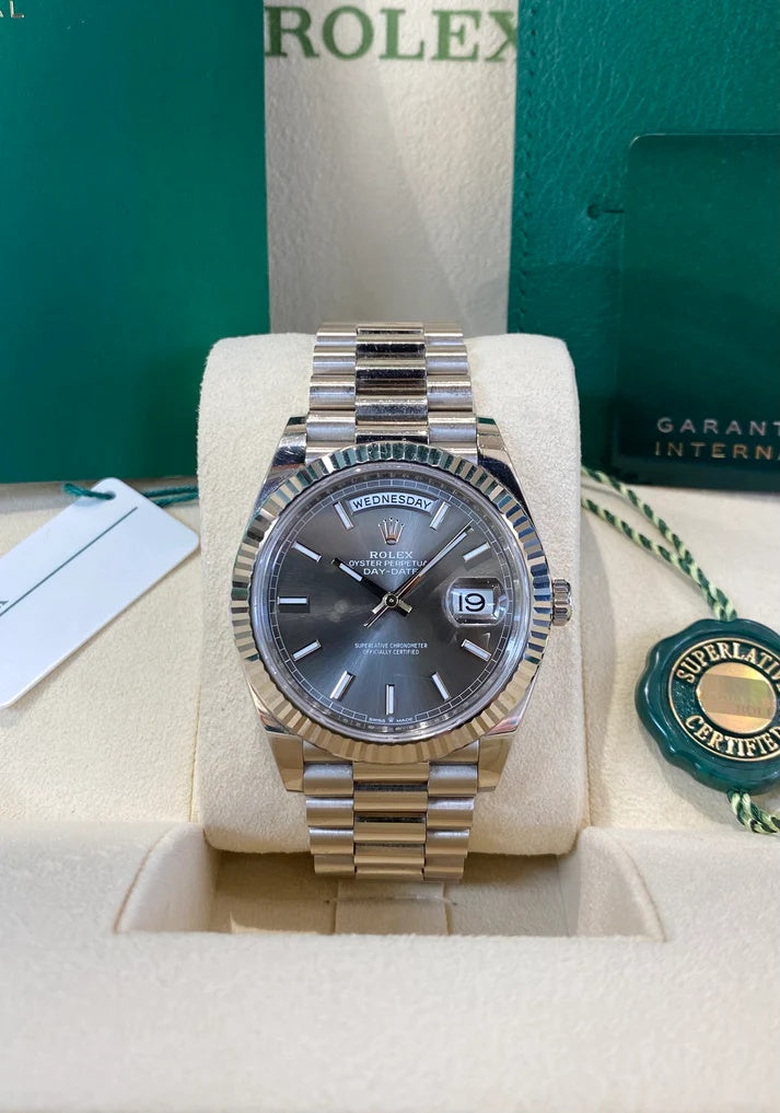 Rolex Day-Date President 40mm White Gold Grey Rhodium Index Dial - 228239 - Image 8