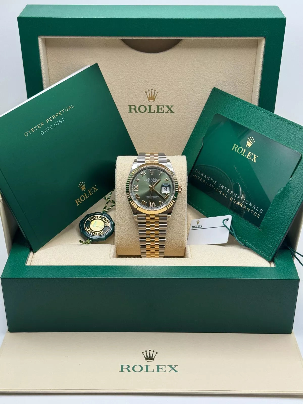 Rolex Datejust 36mm 126233 Olive-green Roman Diamond Dial Two-Tone Jubilee Bracelet - Image 7