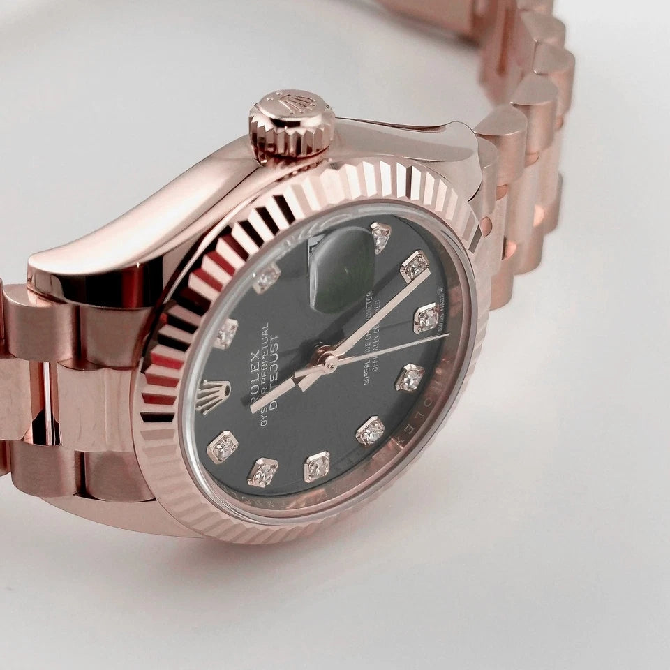 Rolex Lady-Datejust 28mm 279175 Green Diamond-Set Dial President Everose Gold - Image 4