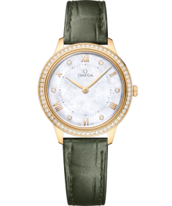 Omega De Ville Prestige 30mm White Dial with Diamonds 18k Yellow Gold Strap 434.58.30.60.55.002