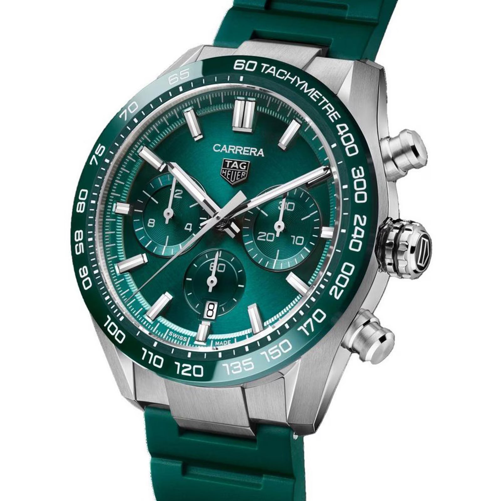 TAG Heuer Carrera Chronograph 44mm Mens Watch Green Rubber CBN2A1N.FT6238 - Image 4