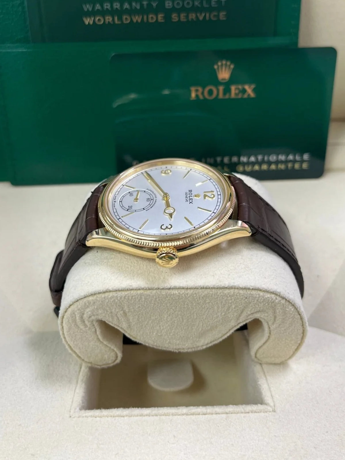 Rolex 1908 Yellow Gold White Dial Brown Alligator Strap - 52508-0006 - Image 3