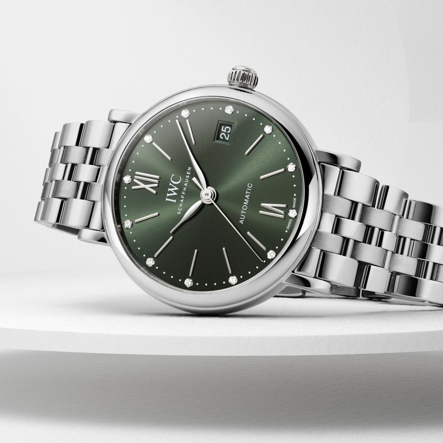 IWC Portofino Automatic 37mm Green Diamond Dial Steel Women's Watch IW458602 - Image 3