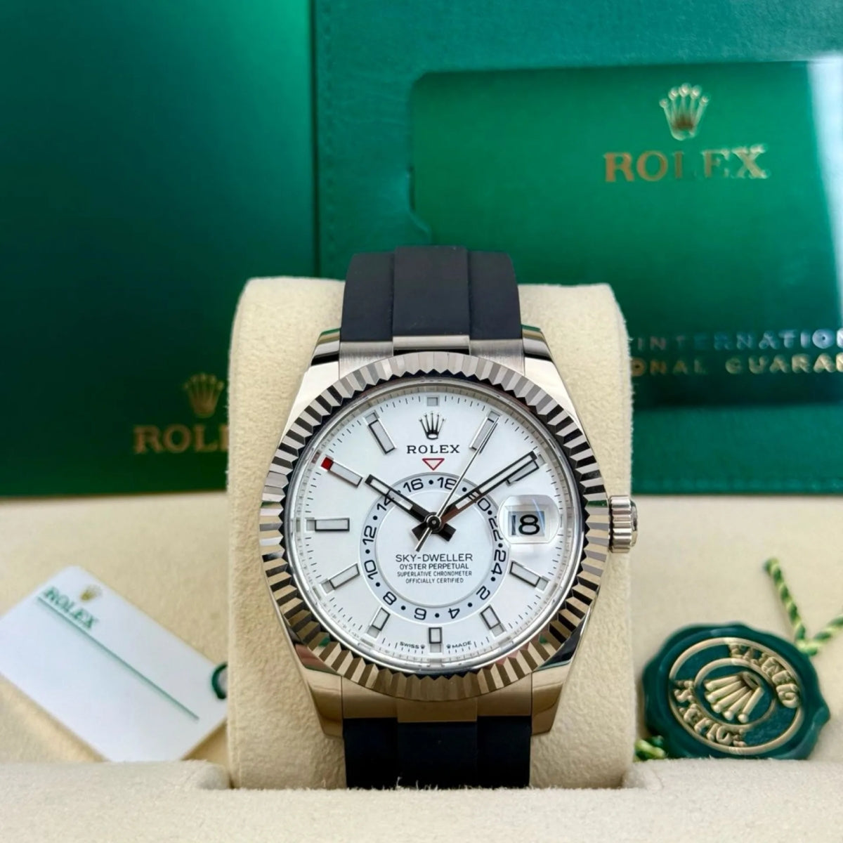 Rolex Sky-Dweller 42mm White Gold White Dial Oysterflex - 336239 - Image 8