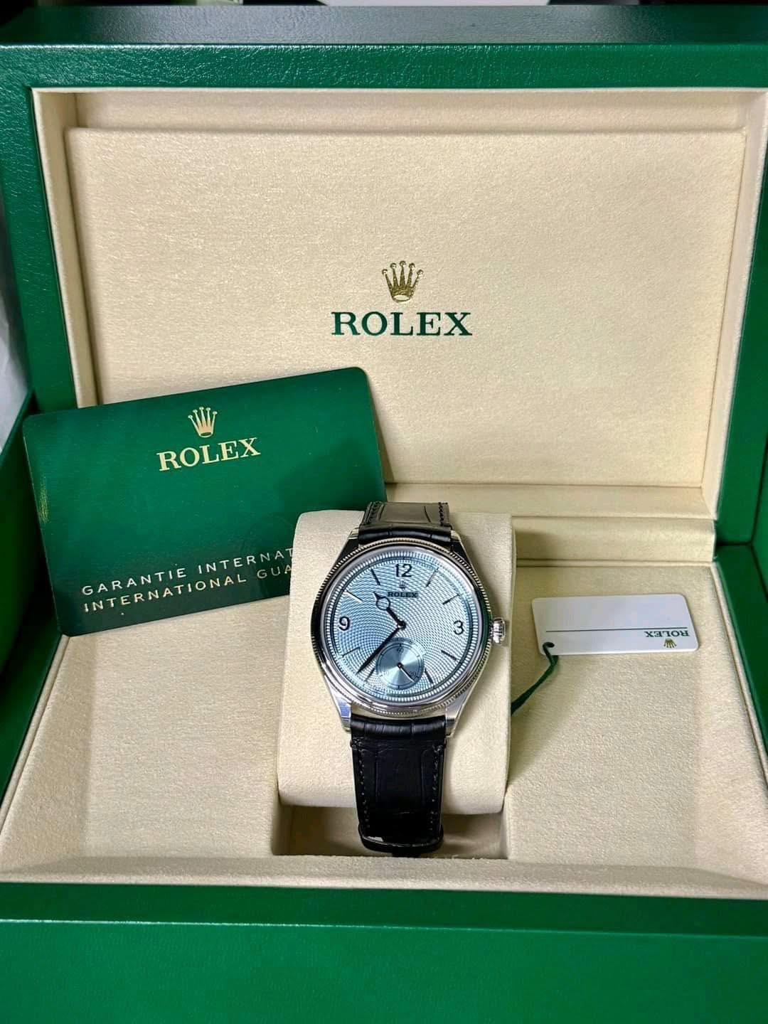Rolex 1908 Platinum Ice Blue Dial Black Alligator Strap - 52506-0003 - Image 7