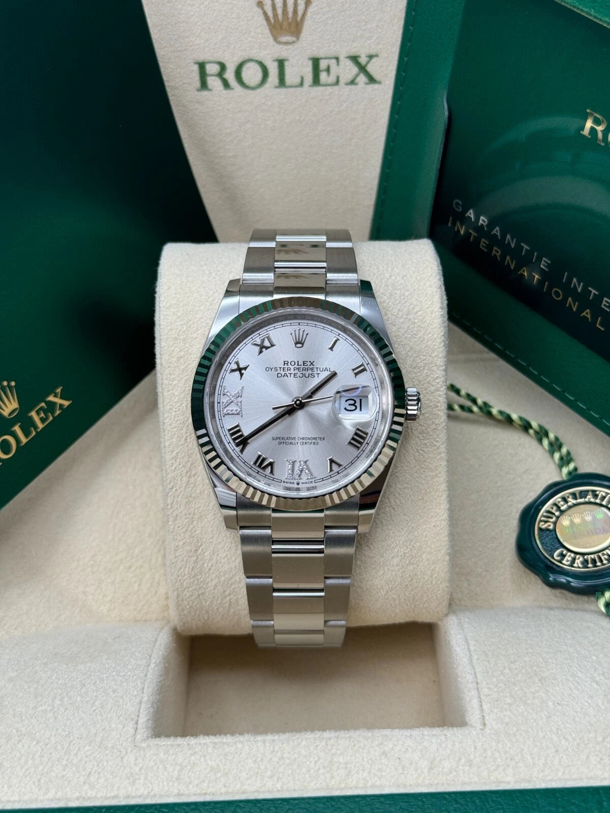 Rolex Datejust 36mm 126234 White Roman Dial Oyster Stainless Steel Mens - Image 4
