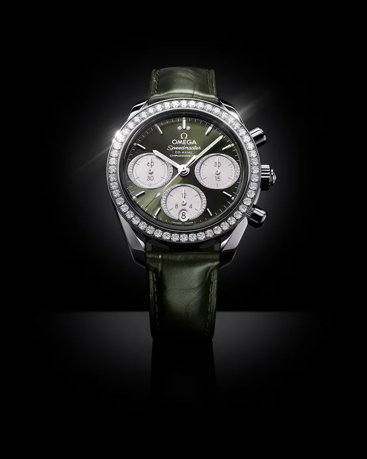 Omega Speedmaster 38 Green Dial 38mm with Diamonds Stainless Steel Strap 324.18.38.50.60.001 - Image 3
