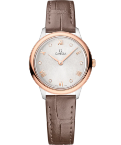 Omega De Ville Prestige 27.5 mm Silver Dial with Diamonds  Stainless Steel and Sedna�?18k Rose Gold Strap 434.23.28.60.52.001